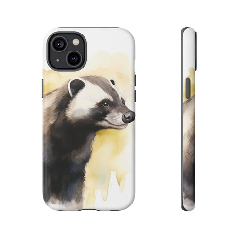 Badger on a Yellow Background - Impact Resistant Phone Case iPhone 14 Plus Matte